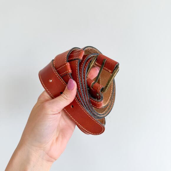 Vintage Anne Klein Leather Classic Adjustable Buckle Belt Brown M